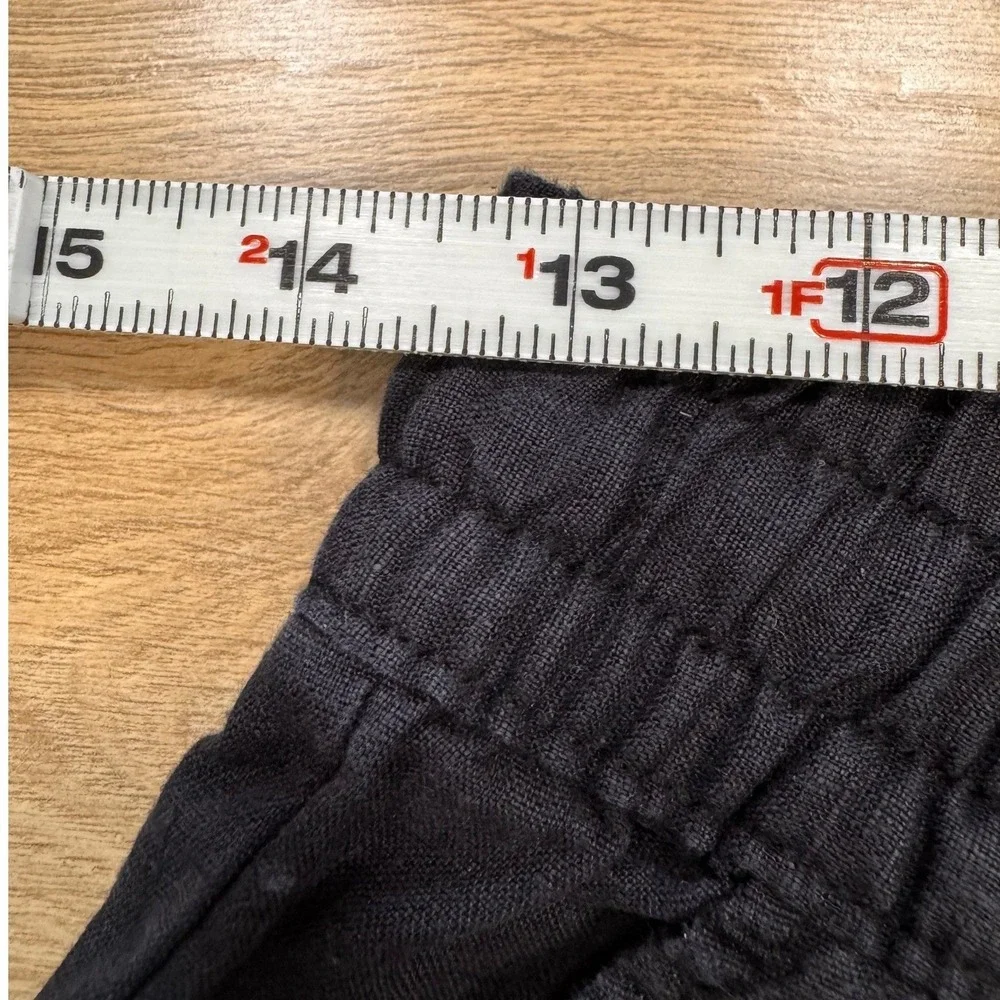 H&M Linen Blend Drawstring Trousers Sz 4 Black Coastal Grandmother Boho Chic EUC